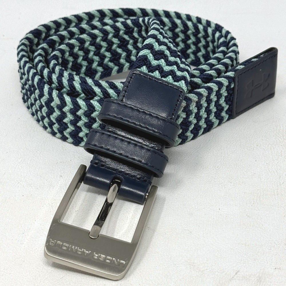 Under Armour Blue Green Stretch Golf Belt Zig Zag 1267067 Preppy Casual Hipster